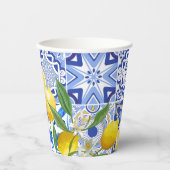 Mediterraan blauw tegels citroen Vrijgezellenfeest Papieren Bekers (Voorkant)