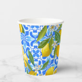 Mediterraan blauw tegels citroen Vrijgezellenfeest Papieren Bekers (Voorkant)