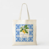 Mediterraan blauw tegels citroenen moeder bruid tote bag (Achterkant)