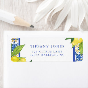 Mediterraan Blauw Tegels Citroenen Retouradres Etiket
