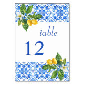 Mediterraan blauw tegels en citroenen bruiloft kaart (Voorkant)