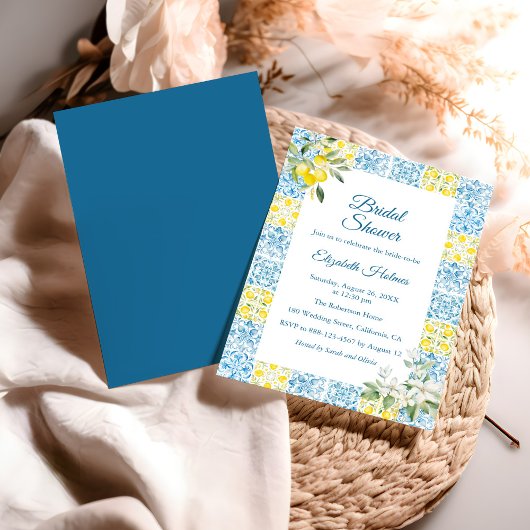 Mediterraan Blauw Tegels en Citroenen Vrijgezellen Kaart