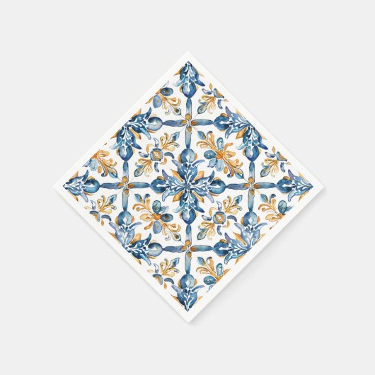 Mediterraan Blauw Tegels Servetten Decor (Hoek)