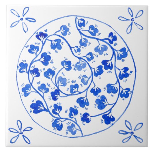 mediterraan blauw tegeltje (Voorkant)