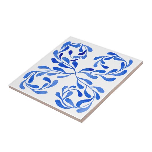 mediterraan blauw tegeltje (Zijkant)