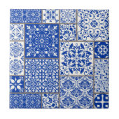 Mediterraan Blauw & Wit Azulejo Majolica Mozaïek Tegeltje (Voorkant)
