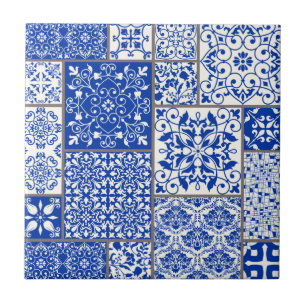 Mediterraan Blauw & Wit Azulejo Majolica Mozaïek Tegeltje