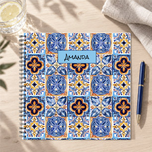 Mediterraan Blauw Wit Siciliaans Tegelpatroon Notitieboek