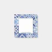Mediterraan Blauw Wit Tegel Patroon Gepersonalisee Post-it® Notes (Voorkant)