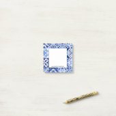 Mediterraan Blauw Wit Tegel Patroon Gepersonalisee Post-it® Notes (Op bureau)