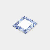 Mediterraan Blauw Wit Tegel Patroon Gepersonalisee Post-it® Notes (Schuin)