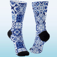 Mediterraan Blauw Wit Tegel Patroon Waterverf