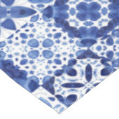 Mediterraan Blauw Wit Tegel Patroon Waterverf Tafelkleed (Gekanteld)