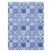 Mediterraan Blauw Wit Tegel Patroon Waterverf Tafelkleed (Voorkant)