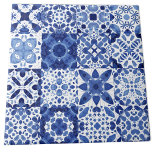 Mediterraan Blauw Wit Tegel Patroon Waterverf Tegeltje<br><div class="desc">indigoblauw en wit tegel patroon in waterverf. Originele kunst van Nic Squirrell.</div>