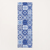 Mediterraan Blauw Wit Tegel Patroon Waterverf Yogamat (Voorkant)