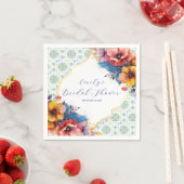 Mediterraan blauwe elegante bruidsdouche servet (Insitu)