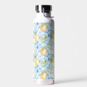Mediterraan Blauwe Tegel Gele Citroen Aquarel Waterfles (Links)