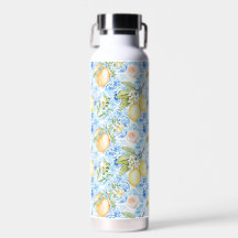 Mediterraan Blauwe Tegel Gele Citroen Aquarel