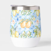 Mediterraan blauwe tegel Limoncello monogram naam (Rechts)