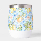Mediterraan blauwe tegel Limoncello monogram naam (Achterkant)