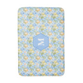 Mediterraan Blauwe Tegel Limoncello Monogram Naam Badmat (Voorkant Verticaal)