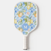 Mediterraan blauwe tegel Limoncello monogram naam Pickleball Paddle (Achterkant)
