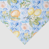 Mediterraan Blauwe Tegel Limoncello Monogram Naam Tissuepapier (Detail)