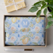 Mediterraan Blauwe Tegel Limoncello Monogram Naam Tissuepapier (Geschenk)
