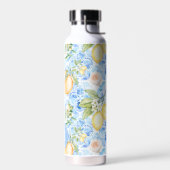 Mediterraan blauwe tegel Limoncello monogram naam Waterfles (Links)
