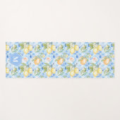 Mediterraan blauwe tegel Limoncello monogram naam Yogamat (Voorkant (horizontaal))