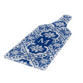 Mediterraan Blauwe Tegel Monogram Glas Snijplank (Hoek)
