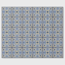Mediterraan Blauwe Tegelpatroon | Italiaanse Keram Cadeaupapier
