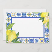 Mediterraan Blauwe Tegels Citroenen Bruidsdouche B Bedankkaart (Achterkant)