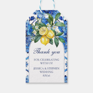 Mediterraan Blauwe Tegels Citrus Citrus Lemon Cadeaulabel