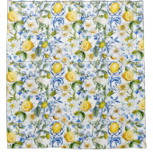 Mediterraan Blauwe Tegels en Citroen Douchegordijn (Voorkant)