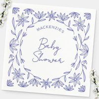 Mediterraan Blauwe Wilde Bloemen BabyShower
