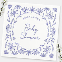 Mediterraan Blauwe Wilde Bloemen BabyShower