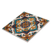 -mediterraan Blauwgroen Blauw Bruin Tegeltje (Zijkant)