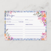 Mediterraan Bloemen Tegel Vrijgezellenfeest Recept Informatiekaartje (Voorkant)