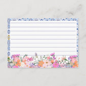 Mediterraan Bloemen Tegel Vrijgezellenfeest Recept Informatiekaartje (Achterkant)