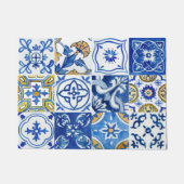 Mediterraan Bloemenblauw, wit & geel patroon Deurmat (Voorkant)