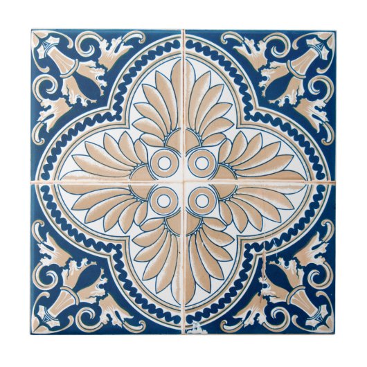 Mediterraan Bloemmotief  Tegeltje (Voorkant)