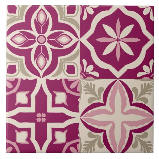 Mediterraan bloemmozaïekdecor tegeltje (Voorkant)