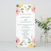 Mediterraan Blush Roos & Citroen Huwelijksprogramm (Staand voorkant)