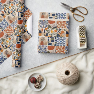 Mediterraan Boho-tegelpatroon Cadeaupapier