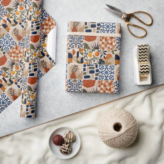 Mediterraan Boho-tegelpatroon Cadeaupapier (Crafts)