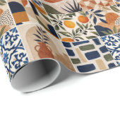 Mediterraan Boho-tegelpatroon Cadeaupapier (Rol Hoek)