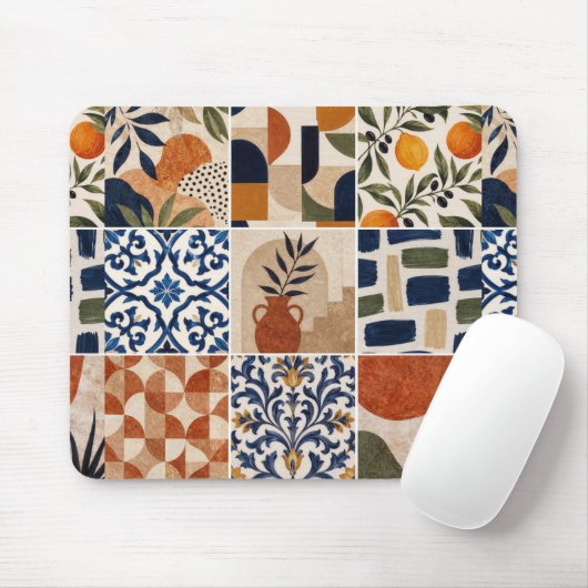 Mediterraan Boho-tegelpatroon Muismat (Met muis)