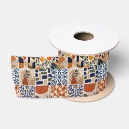 Mediterraan Boho-tegelpatroon Satijnen Lint